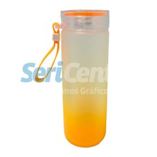 Botella Vidrio Esmerilado Naranja